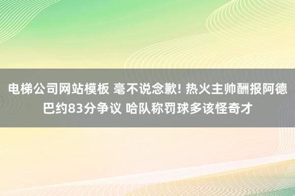 电梯公司网站模板 毫不说念歉! 热火主帅酬报阿德巴约83分争议 哈队称罚球多该怪奇才