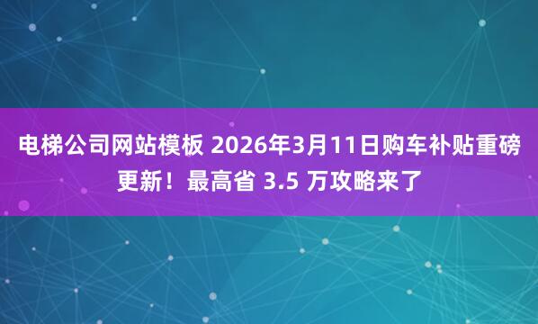 电梯公司网站模板 2026年3月11日购车补贴重磅更新！最高省 3.5 万攻略来了