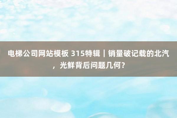 电梯公司网站模板 315特辑｜销量破记载的北汽，光鲜背后问题几何？