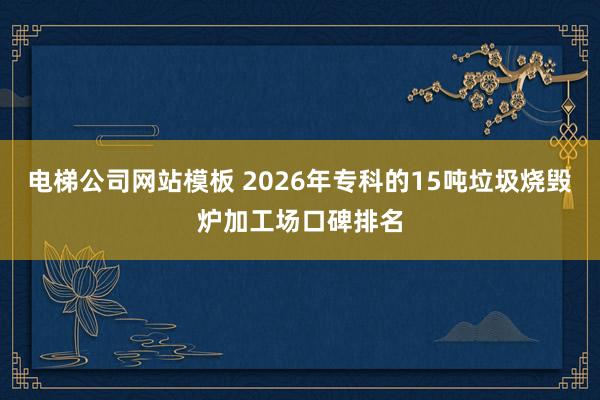 电梯公司网站模板 2026年专科的15吨垃圾烧毁炉加工场口碑排名
