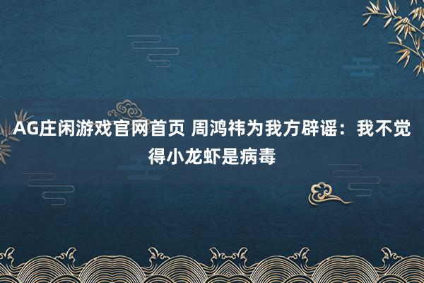 AG庄闲游戏官网首页 周鸿祎为我方辟谣：我不觉得小龙虾是病毒