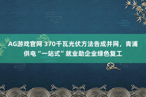AG游戏官网 370千瓦光伏方法告成并网，青浦供电“一站式”就业助企业绿色复工