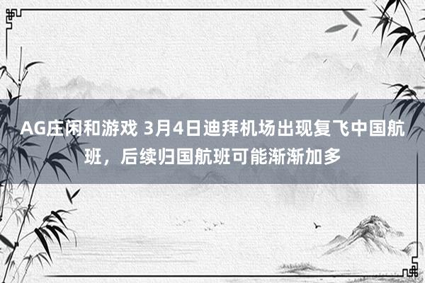 AG庄闲和游戏 3月4日迪拜机场出现复飞中国航班，后续归国航班可能渐渐加多