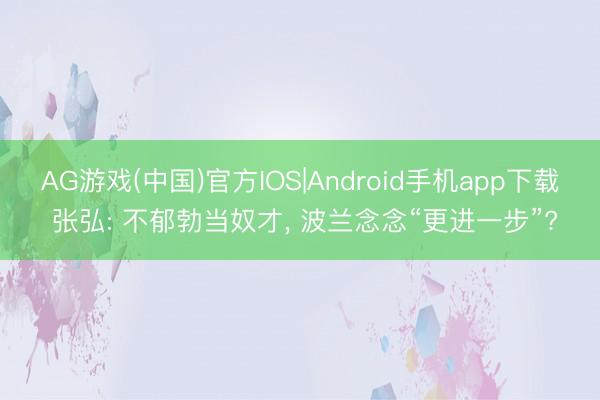 AG游戏(中国)官方IOS|Android手机app下载 张弘: 不郁勃当奴才， 波兰念念“更进一步”?