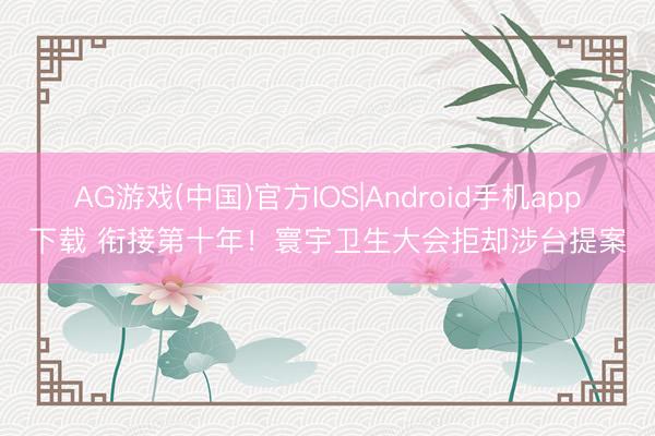 AG游戏(中国)官方IOS|Android手机app下载 衔接第十年！寰宇卫生大会拒却涉台提案
