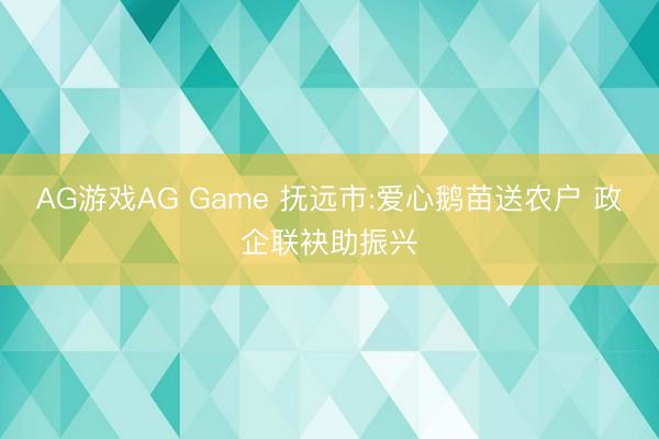 AG游戏AG Game 抚远市:爱心鹅苗送农户 政企联袂助振兴