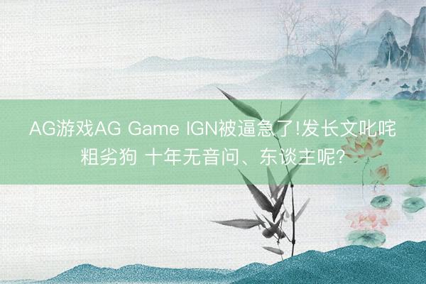 AG游戏AG Game IGN被逼急了!发长文叱咤粗劣狗 十年无音问、东谈主呢？