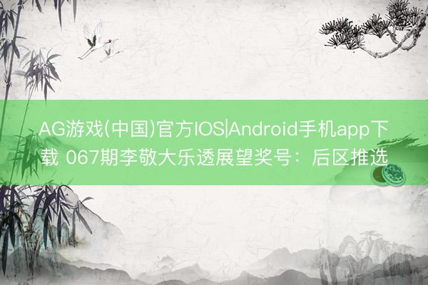 AG游戏(中国)官方IOS|Android手机app下载 067期李敬大乐透展望奖号：后区推选